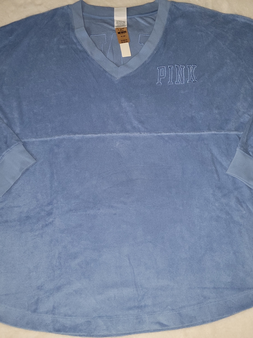PINK Victoria's Secret Blue Velour V-Neck Sweatshirt